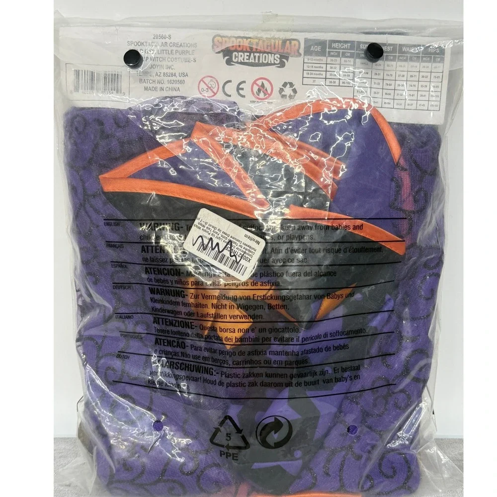 Spooktacular Creations Little Light Up Witch Costume Kids Size Small 2pc Purple